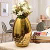 Gold Iron Vase – 11 Inches, Handcrafted Decorative Vase with Hammered Honeycomb Texture, Modern Flower Vase