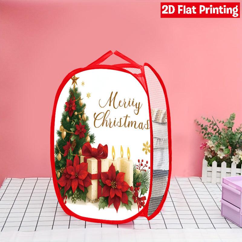 1Pcs Christmas Bathtub Santa Pop-Up Laundry Hamper Expandable Mesh Hamper Basket for Room Bedroom Bathroom Organization Contemporary Storage