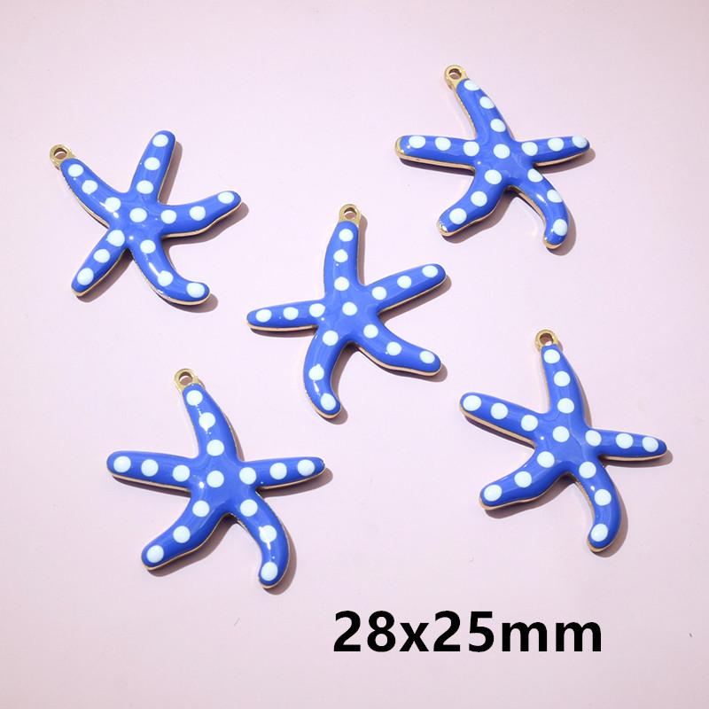 10pcs 2-Sizes Stainless Steel Starfish Charms Pendant Enamel DIY Jewelry Making Accessories Findings Bracelet Necklace Earrings