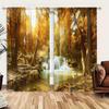 2-Panels Autumn Scenery of Maple Trees and Fallen Leaves Waterfall Theme Printed Curtains - UV Resistant and Heat-insulating