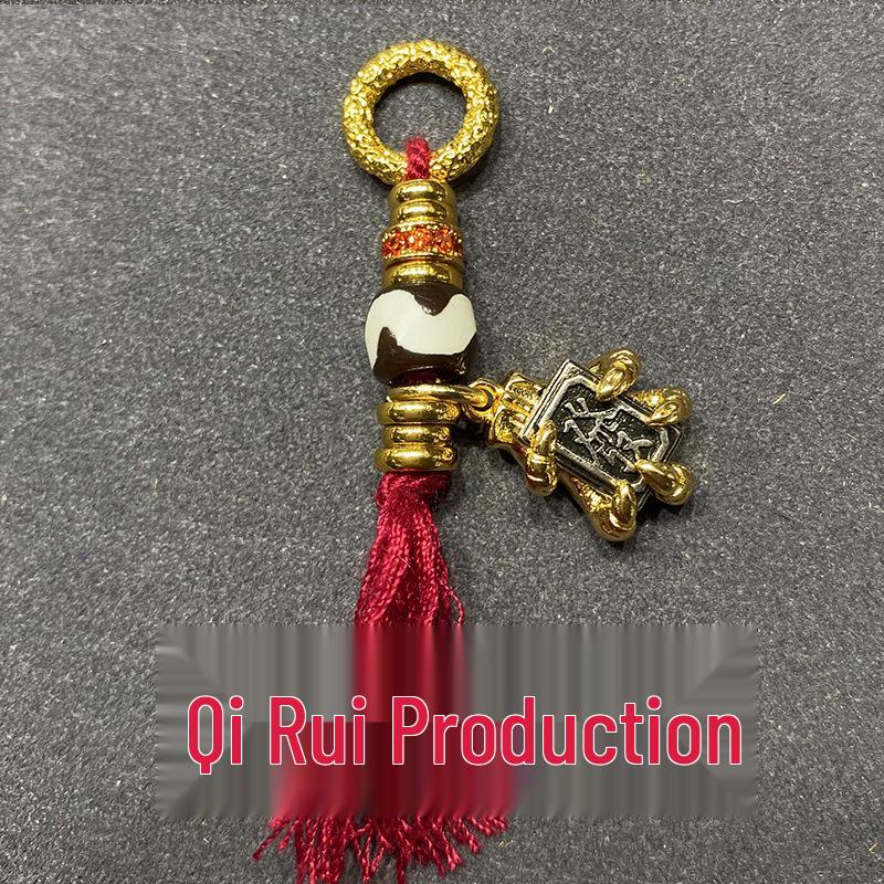 High-End Black Gold Dzi Inlay 108 Bead Pendant Necklace Accessory