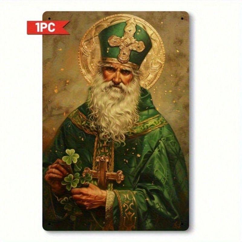 

Vintage Irish Pub Sign Saint Patrick Golden Clover Green Aluminum Plaque for Bar