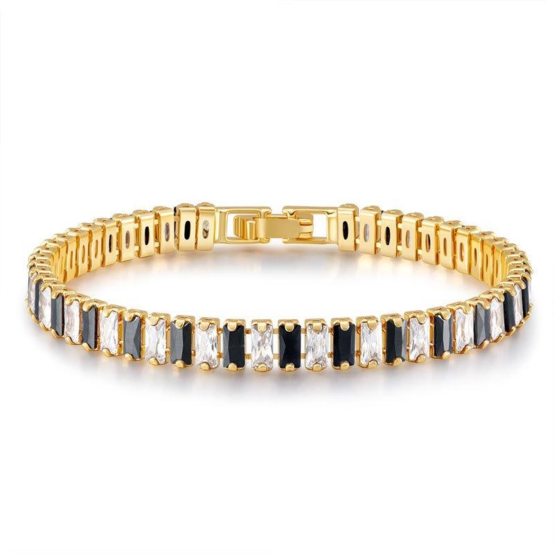 Luxury Inlaid Crystal Zircon 18k Gold Plated Copper Womens Bracelet Jewelry