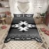 Homewish Western Bohemian Aztec Duvet Cover Set for Female,Vintage Mandala Triangle Bedding Set,Black Grey Hippie Bed Set