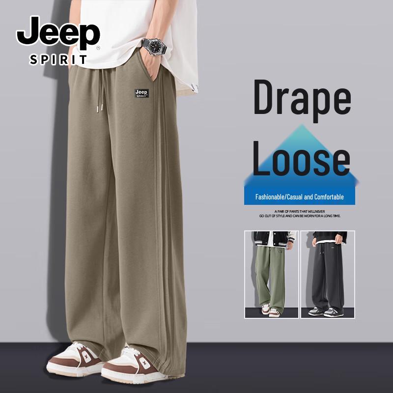 JEEP SPIRIT Men's American Style Pleated Loose Straight Leg Casual Pants