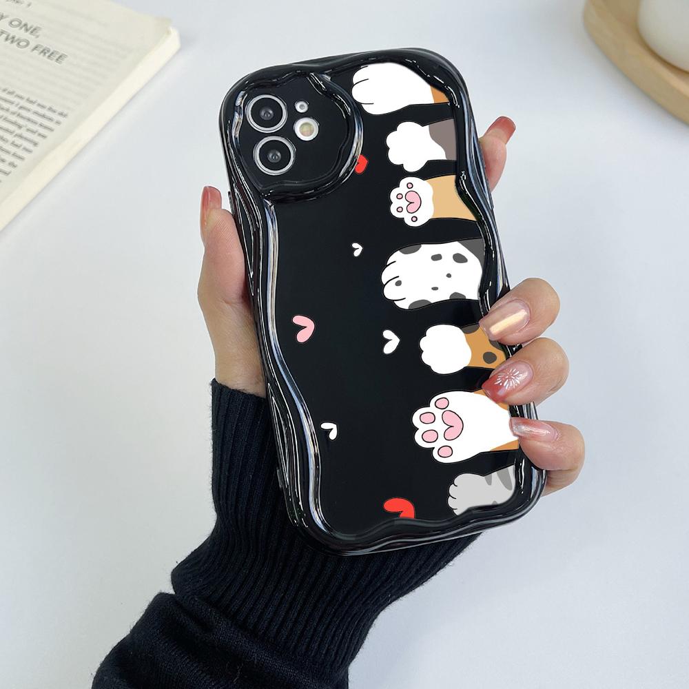 LZ9 мультяшный кот милый художественный дизайн прозрачные мягкие волнистые чехлы — фото 18