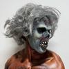 Maschera Zombie Uomo Morto Grigia per Capelli in Gomma con Morso di Sangue Cicatrice di Halloween Denti Cattivi Dettagliati Accessorio Costume di Halloween