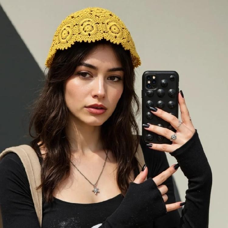 Soft Cotton Crochet Hat Comfortable Skull Hat Pullover Beanies Hat for Women Teens Japanese Aesthetic Lover Dressingup