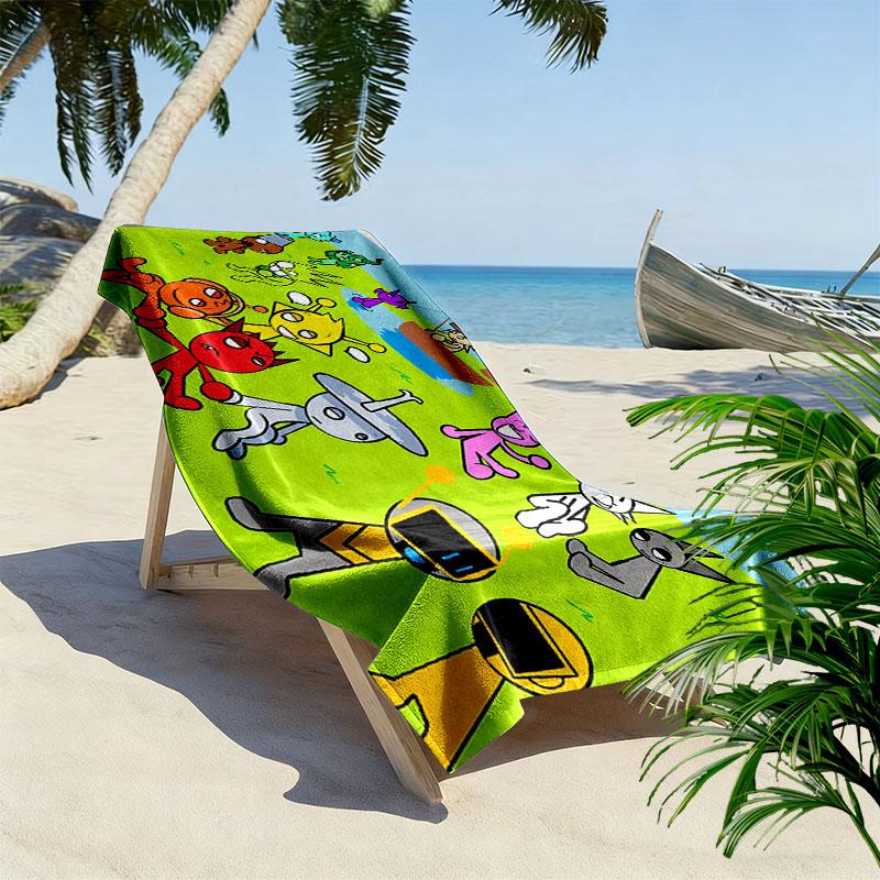 Sprunki Incredibox Print Beach Towel, Large Soft Quick Dry Towel for Beach Camping Swimming