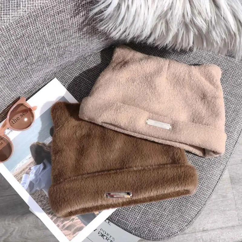 Cute Fluffy Cat Ears Hat Bear Ears Knitted Cap Beanie Hat Winter/Autumn for Women Outdoor Use Keep Warm