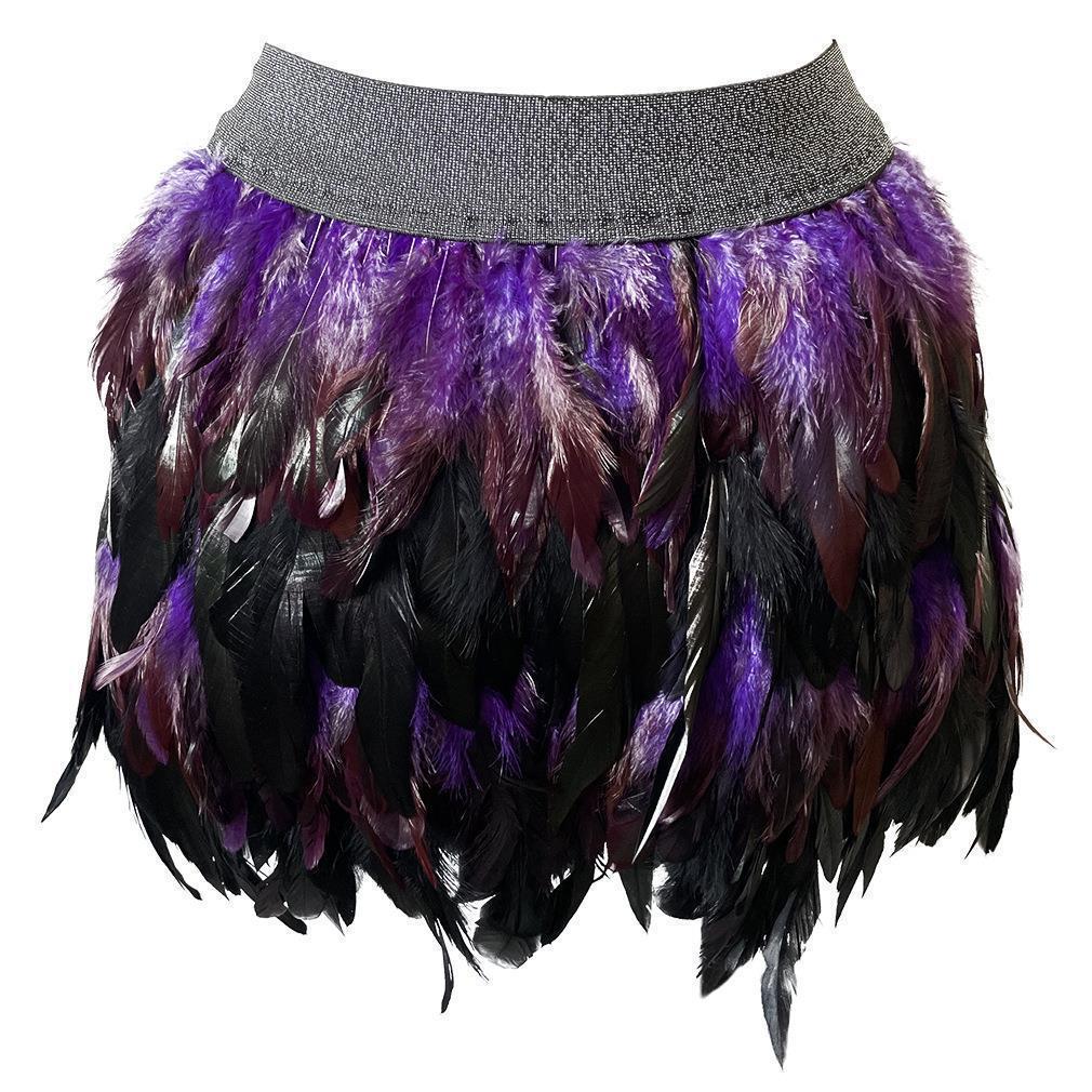 Hot Selling Festival Party Multicolor Feather Skirt Ball Gown