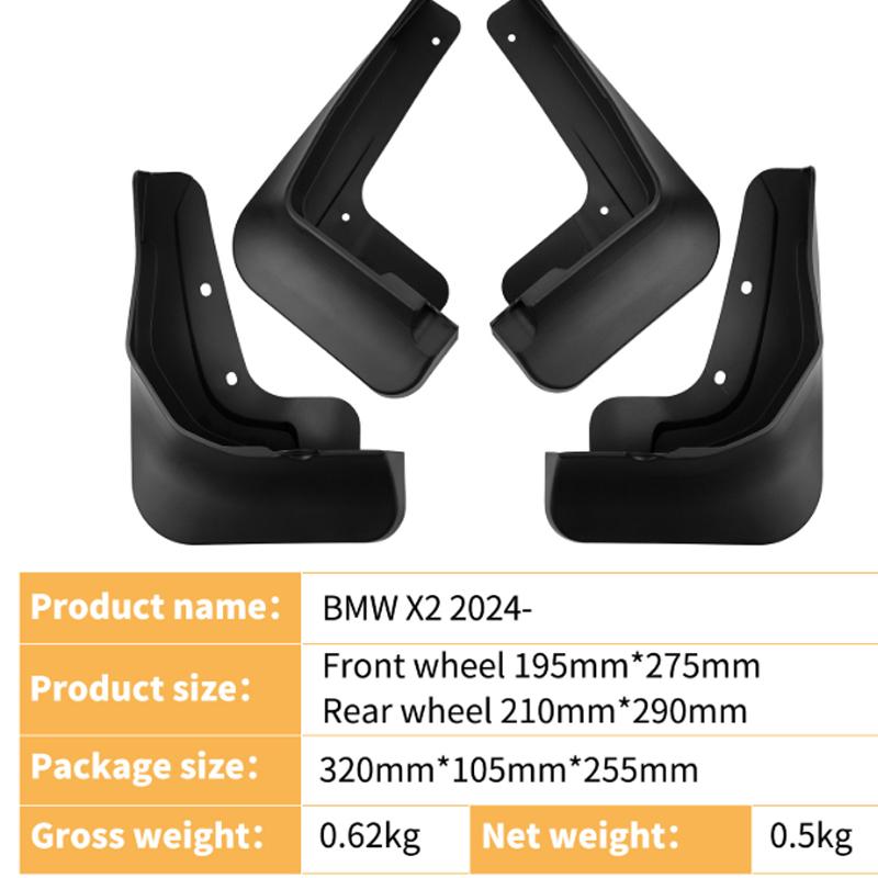4 PCS Car Fender For BMW X2 iX2 U10 2023 2024 2025 Front Rear Mud Guard Splash Rubber Mudflaps Flap Mudguard Tools Accessories