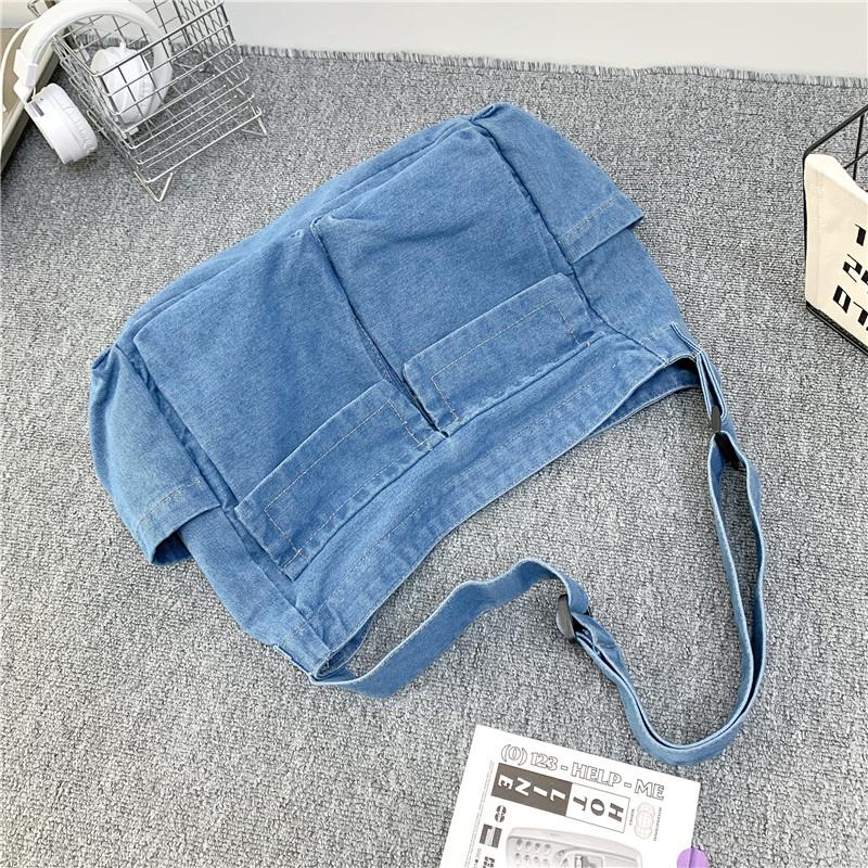 Джинсовая сумка Женская большая вместительная сумка через плечо Студенческая сумка через — фото 11