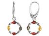 Silver Dangle Earrings Circles With Amber Small Circles English Clasp Silver