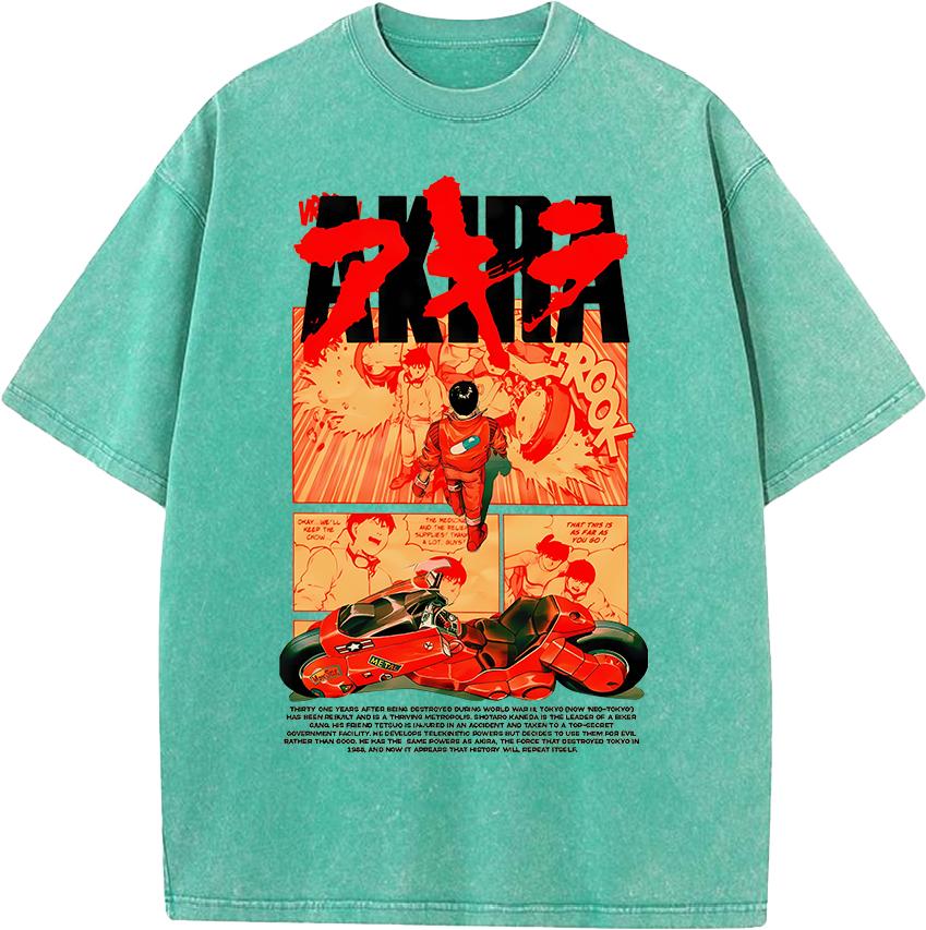 Akira Vintage Manga Graphic T-shirt Harajuku Washed Oversized T Shirt Men Women Clothing Summer Casual Cotton Short Sleeve Tees