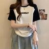 Tričko s krátkým rukávem Dámské Vintage Harajuku Šedý svetr Mikiny Tenký top s kulatým výstřihem Retro Patchworková trička