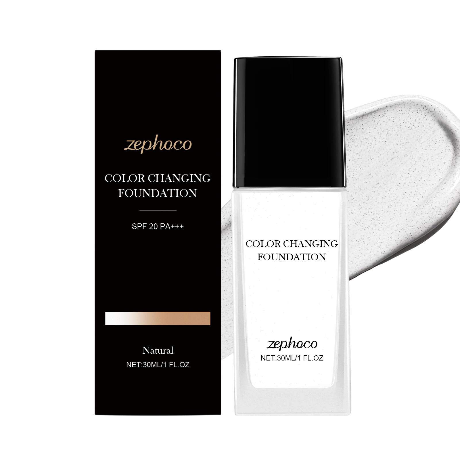 zephoco Natural Color Changing Foundation Lightweight Sheer To Medium Coverage Hydrating Face Makeup For Daily Use 30ML