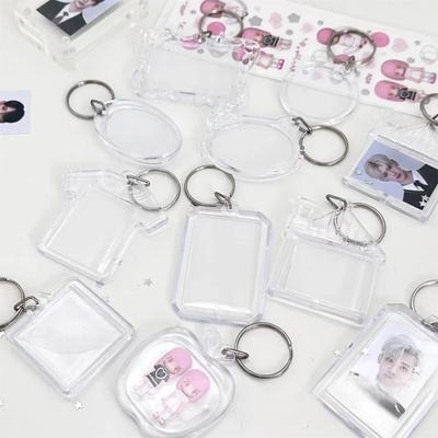 1 buc INS, simplu, transparent, acrilic, ramă foto de 1 inch, coreeană Kpop Idol, afișaj de protecție pentru cartele foto de 1 inch, lanț de chei, pandantiv pentru geantă