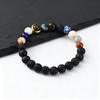 Eight Major Galaxies Beaded Bracelets for Men,Black Natural Stone Elastic Bead Bracelet,Classic Trendy Jewelry Gift