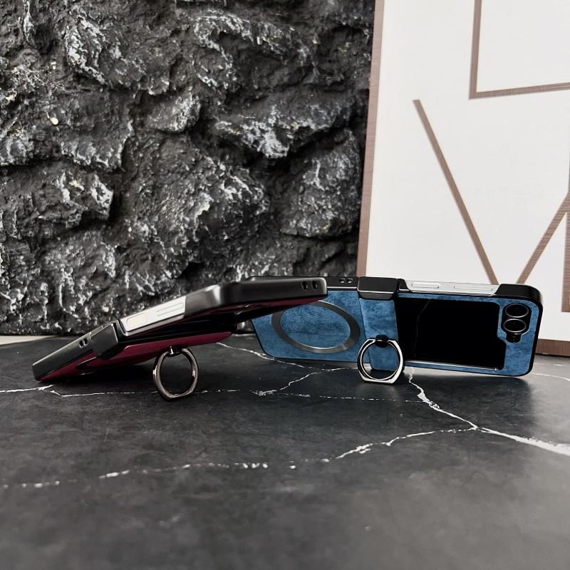 Fashion Ring Holder Bracket Magsafe Case for Samsung Galaxy Z Flip 6 5 4 3 Flip6 Magnetic Wireless Charge Stand Shockproof Cover