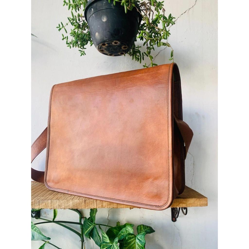 Pánská pravá vintage hnědá kožená taška přes rameno taška na notebook Aktovka