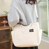 Reusable Canvas Shopping Bag Fashionable and Practical Tote Shoulder Bags for Everyday Errands  White