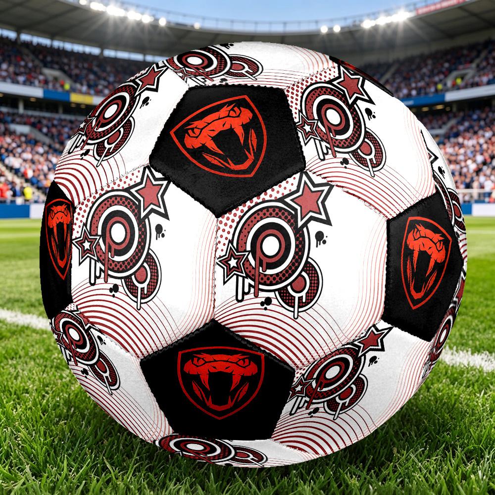 1PC Pop Art Fusion Snake Shield Emblem Soccer Ball Size 5 Football Machine Sewn Indoor/Outdoor Universal Football Gift W47