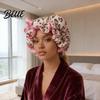 Soft Plush Sleep Hat Leopard Print Sleeping Bowknot 3D Cat Ear Decor Adjustable No Satin Cap Frizz Fit Double Layer Lined Hair Protection Bonnet