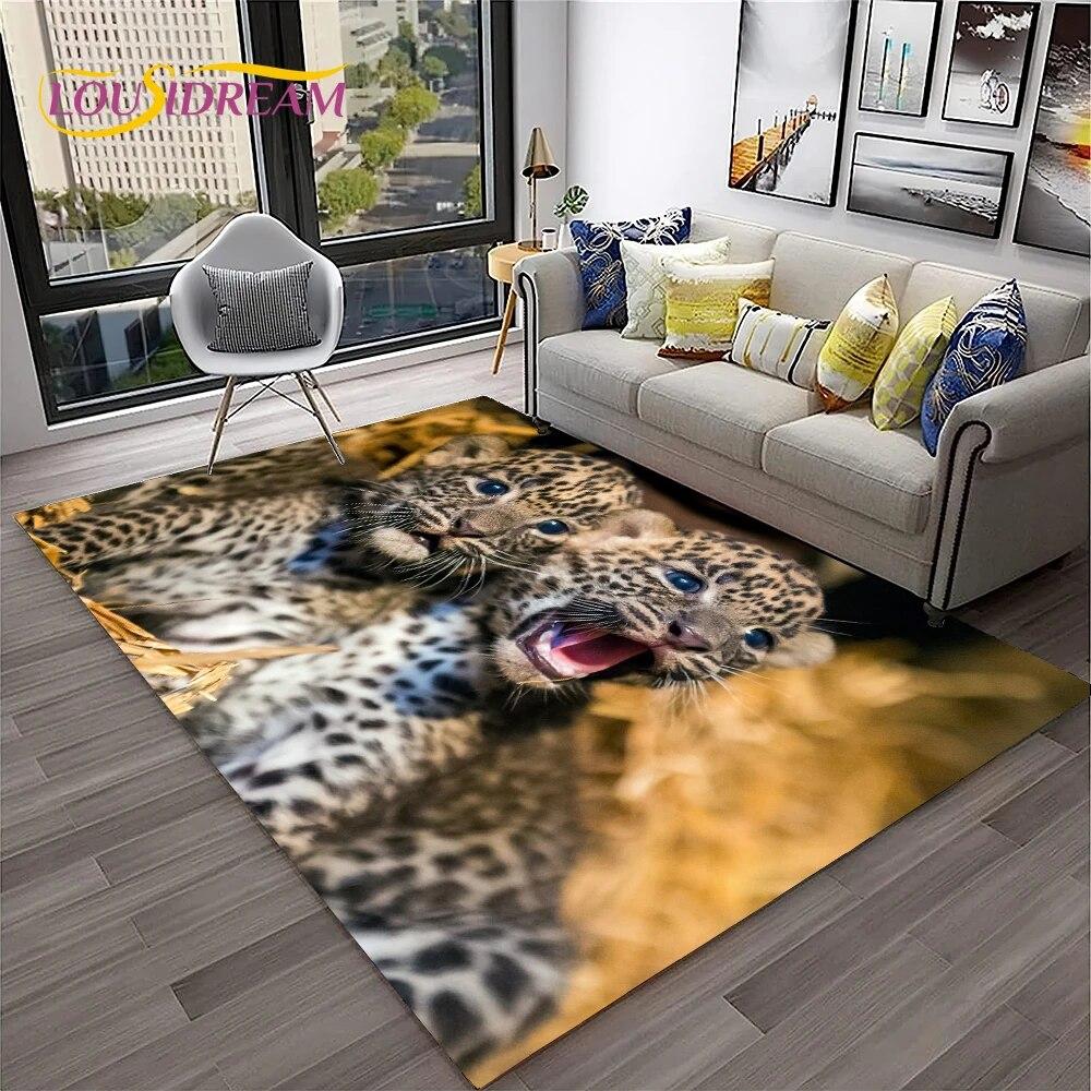 Beast Leopard Cheetah Cartoon Animal Carpet Rug for Home Living Room Bedroom Sofa Doormat Decor,kids Area Rug Non-slip Floor Mat