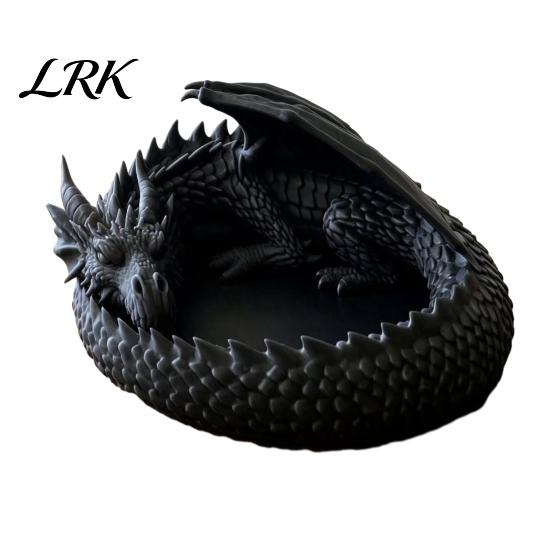 Dark Gothic Home Decor 3D Printed Fantasy Dragon Jewelry Tray, Winged Desktop Organizer, Style Key Dish Mythical Figurine Bowl for Bedside Nightstand,