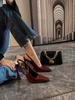 Poplar forest with the same burgundy sexy bag head sandals women's rear strap patent leather versatile thin heel pointed high heels women