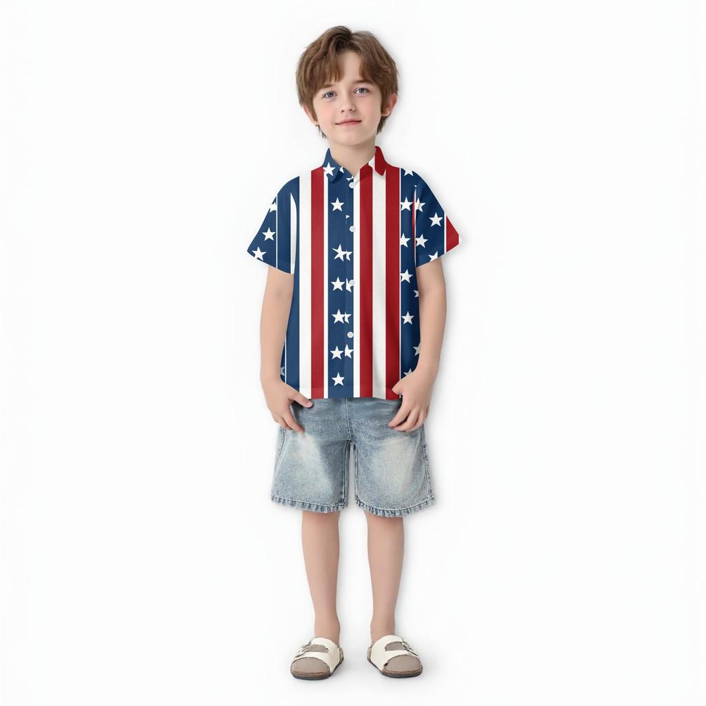 Family And Parent-child Outfits - Casual Vacation Independence Day Printed Women's Skirts, Men's Shirts Summer Suit