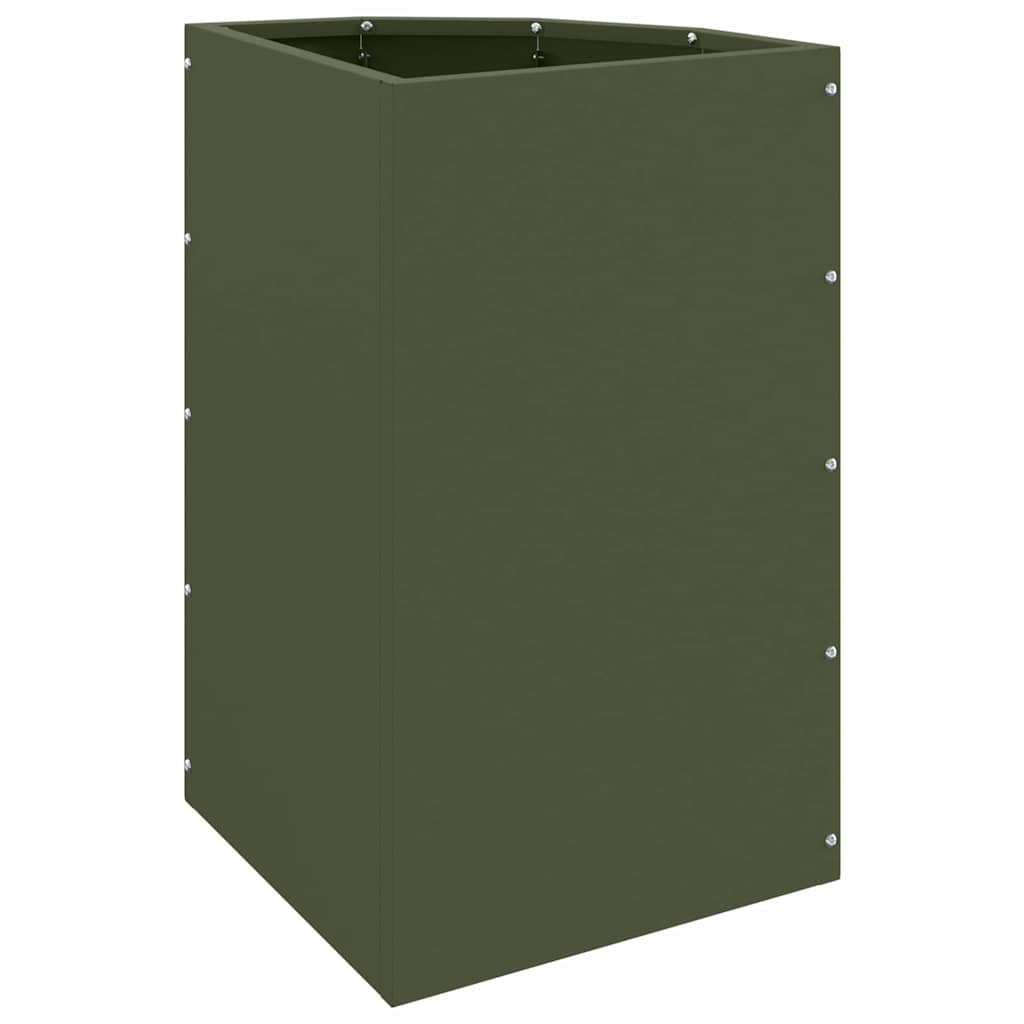 Corner Planter Olive Green 30 x 30 x 50 cm Steel