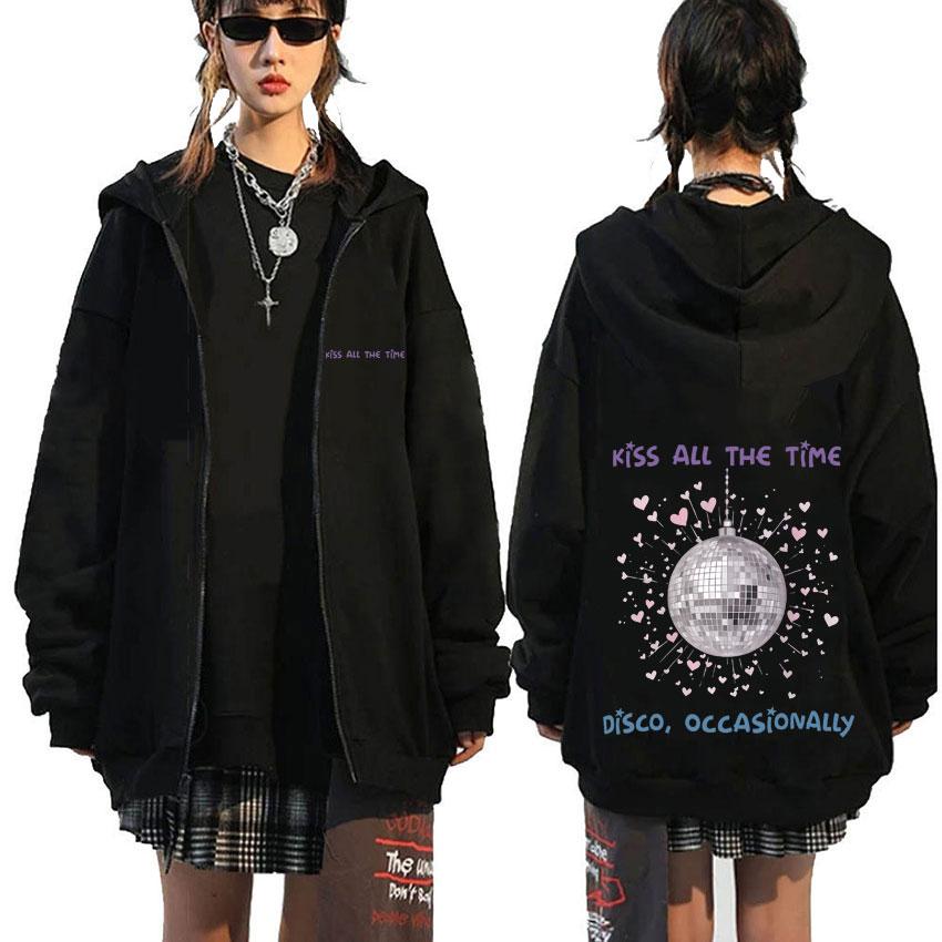Küss Mich Immer Disco Gelegentlich Reißverschluss Hoodie Herren Damen Hip Hop Mode Jacke Männlich Fleece Baumwolle Kleidung Fans Geschenk