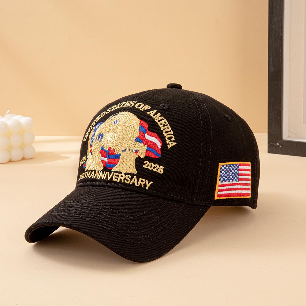 Vintage USA 250. Jubiläum Baseballkappe 1776- Adler Freiheit Stickerei Verstellbar Dad Hat Patriotischer Outdoor-Hut Adjustable black