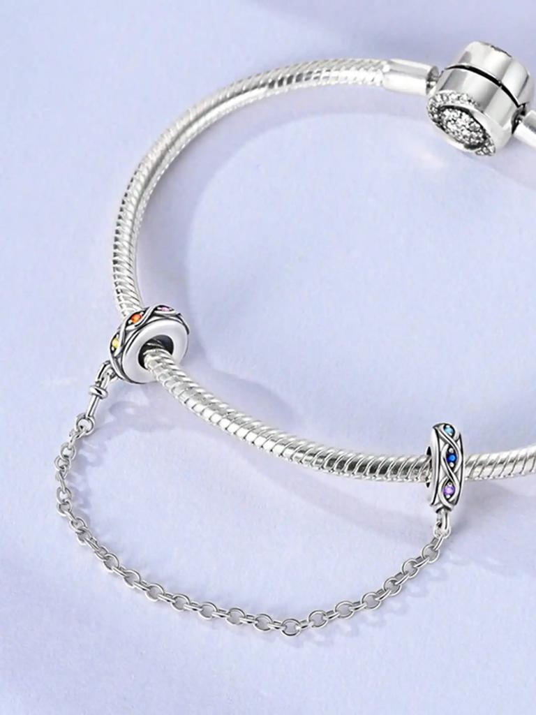 Copper Metal Plated Authentic Original Charm Bead Components Summer Flower Fruit Safety Chains Bead Components Compatible With Bracelet High Quality