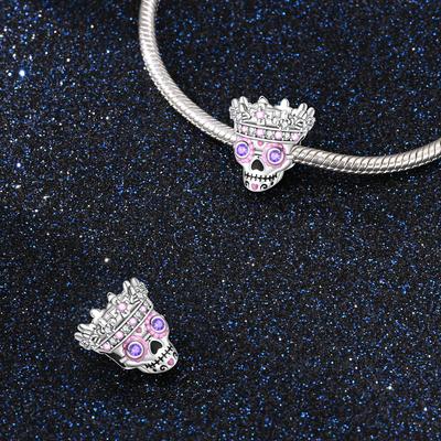 Charms Original Copper Romantic Crown Skull Beads Fit Bracelet Diy Fine Gift Women Delicate Jewelry Accessory
