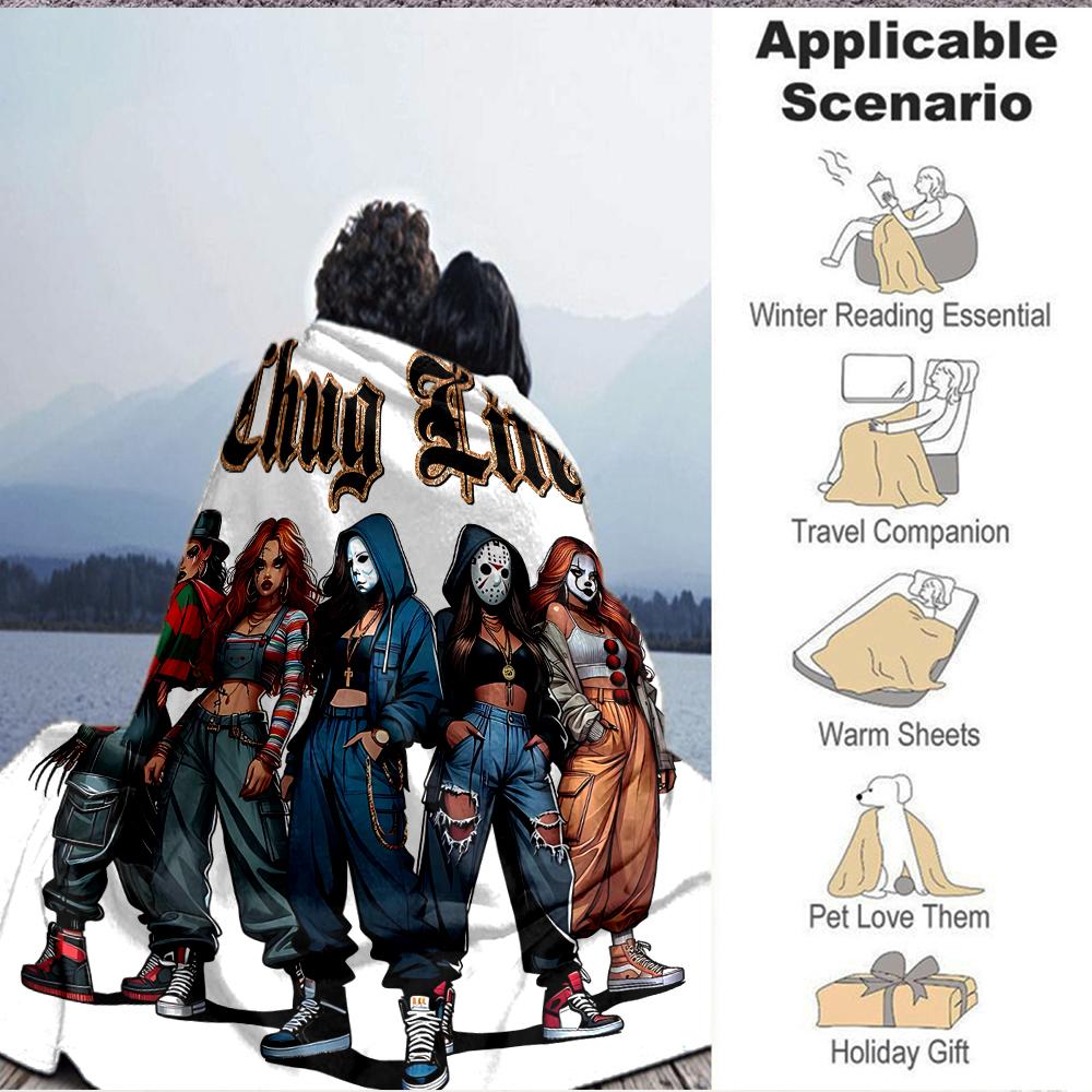 1Pc Thug Life Fashion Icon Flannel Fleece Blanket Soft Warm Throw Blanket for Sofa Bed Couch Home Decor Lightweight Travel Nap Blanket Xmas Gift H1122