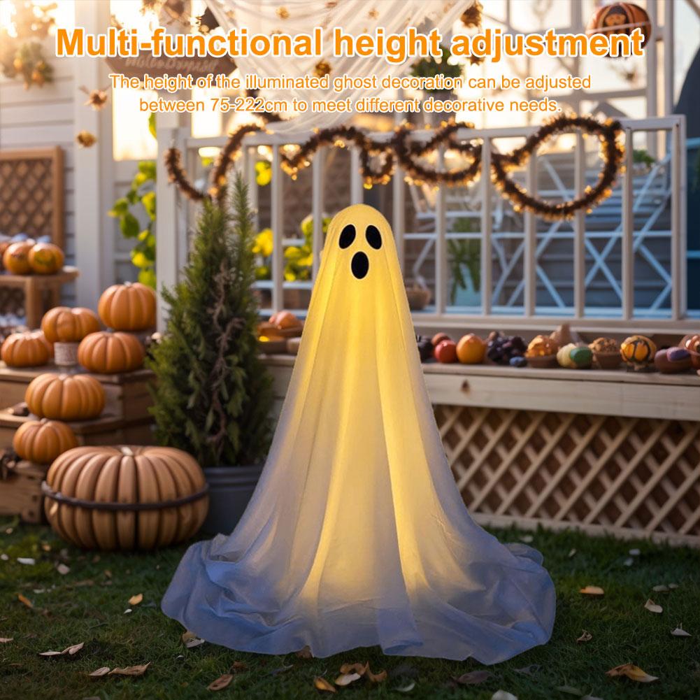 Lighted Spooky Ghost Decor Halloween Decorations Outdoor with String Lights Scary Standing Ghosts Decor for Front Porch Yard