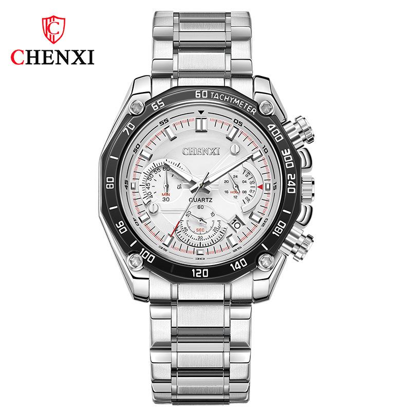 

Новые роскошные мужские часы ТОП-бренда с коробкой, мужские многофункциональные мужские кварцевые часы со стальным ремешком, креативные модные мужские часы белый