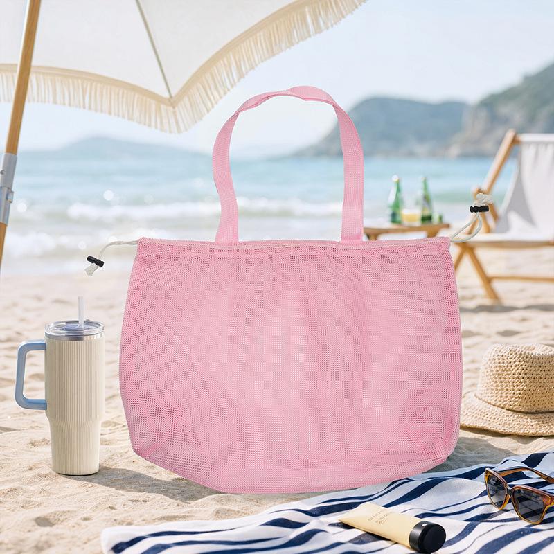 Kids Toy Storage Bag Quick-Dry Mesh Beach Shoulder Bag for Travel & Outdoor Play Breathable Lightweight Beach Bag