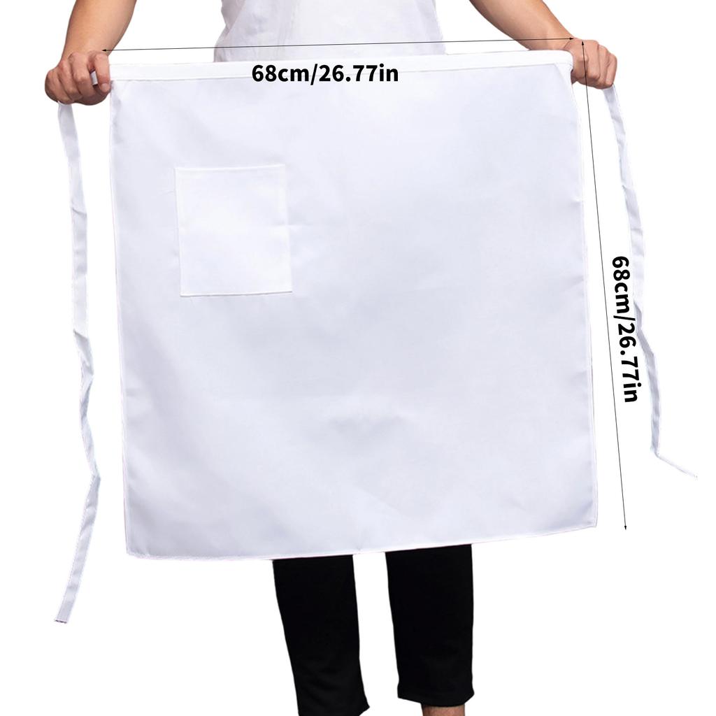 Multifunctional Polyester Half Cut Kitchen Apron Chefs Work Apron Stain Resistant for Professional Cooks Waiters