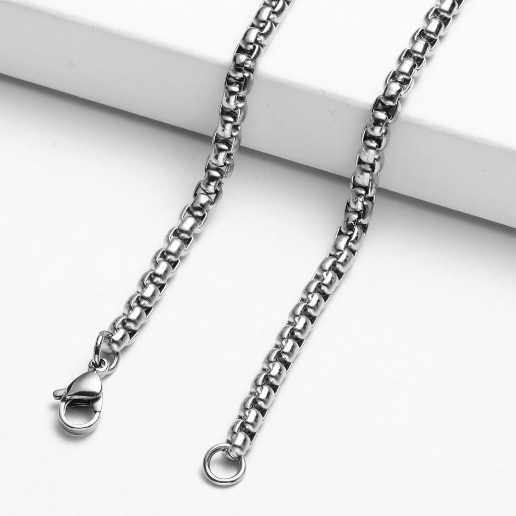 316L Stainless Steel Round Box Link Chain Necklace For Men Barrel Chain Toscano Punk Style Jewelry Accessories