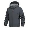 Cross-border men's autumn and winter soft shell clothing outdoor casual loose windproof and cold-proof fleece jacket hooded jacket can be opened twice