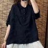 Retro Cotton Linen Short Sleeve Loose Summer Shirt
