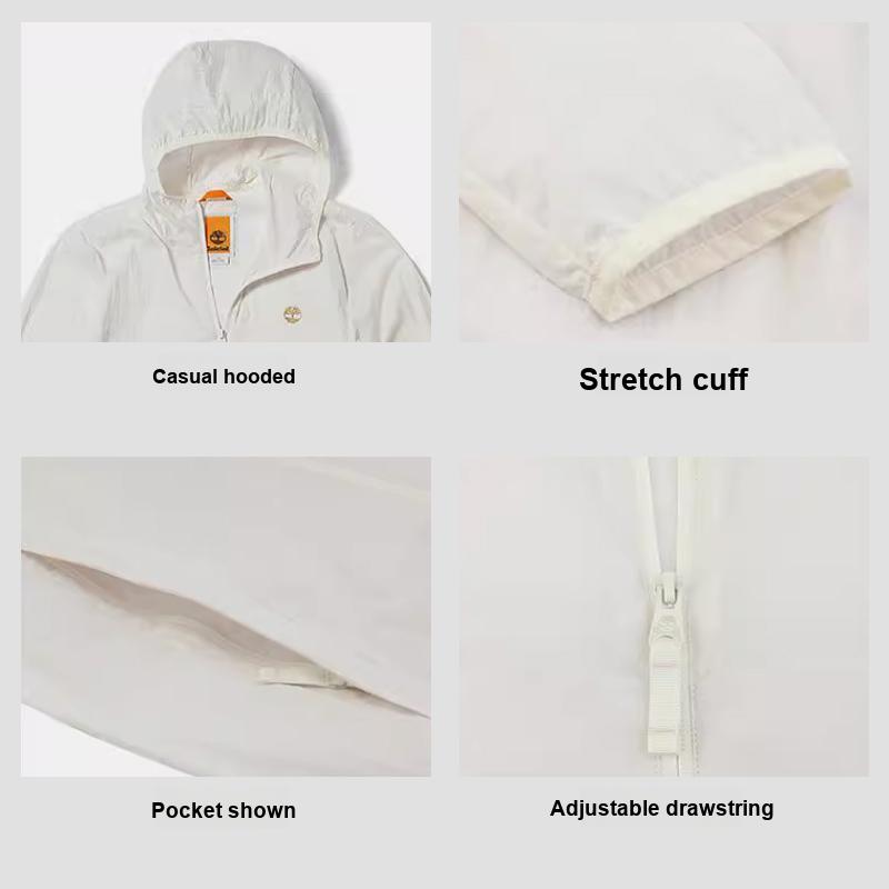 Timberland Solid Lightweight Packable Water-Resistant Hooded Breathable UV Protection Sun Protection Jacket Unisex Jacket A5PX6-CM9