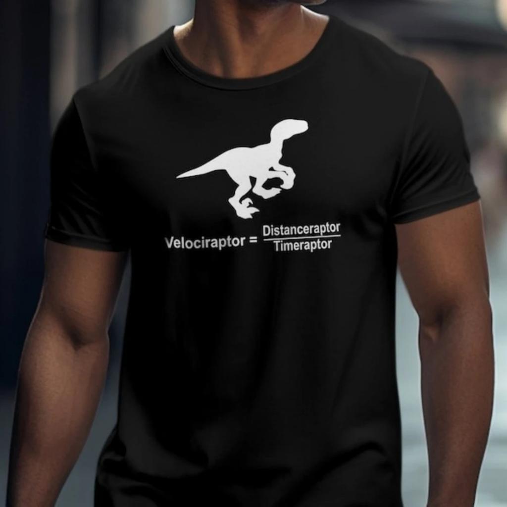 Funny Velociraptor Math Equation T-Shirt Dinosaur Lover Tee Geeky Science Unisex Mens Clothing Gift for Paleontology Fans Tshirt