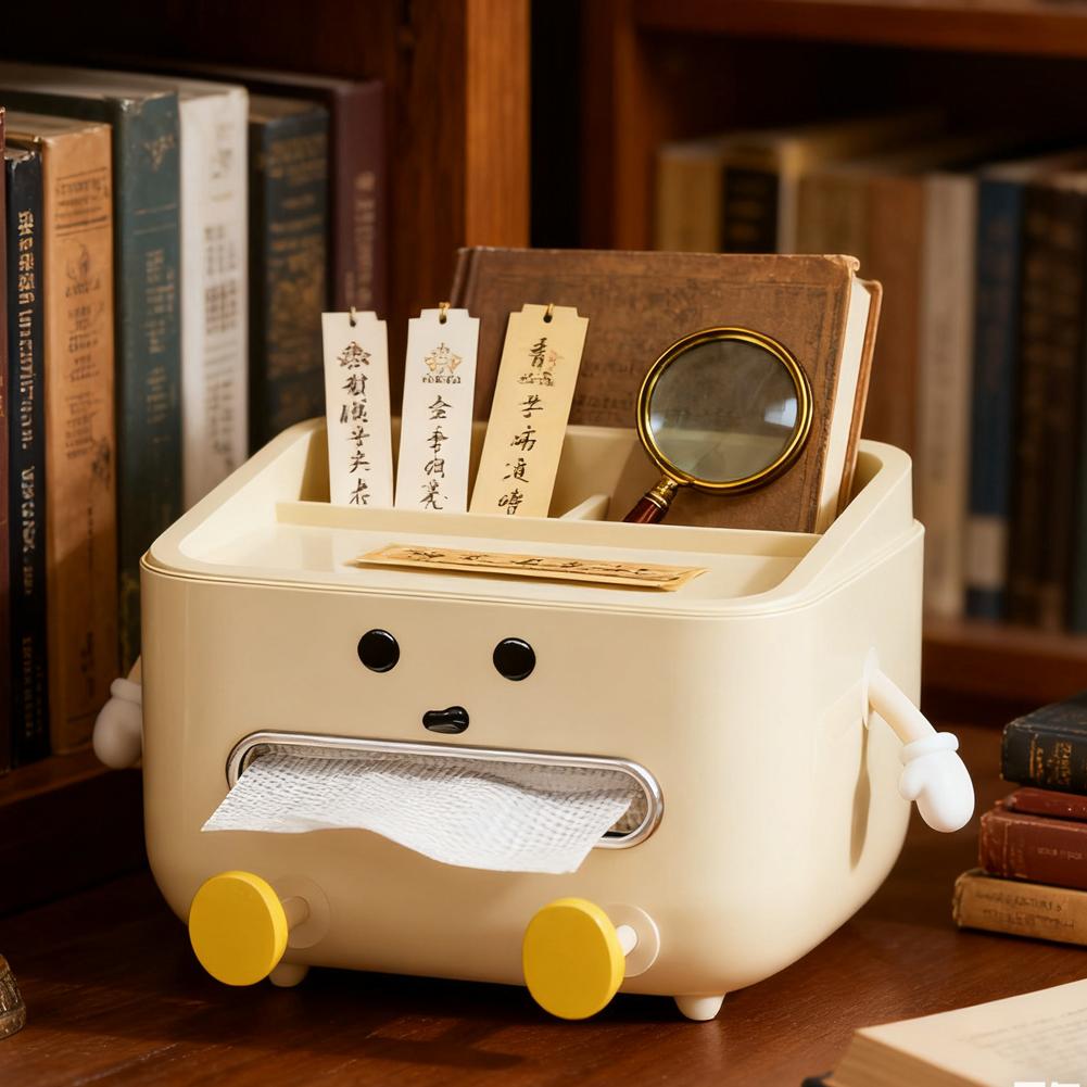 Kawaii Back To School Paper Towel Box Household Living Room Bedroom Bedside Multi-function Student Dorm Desktop Organizer Box