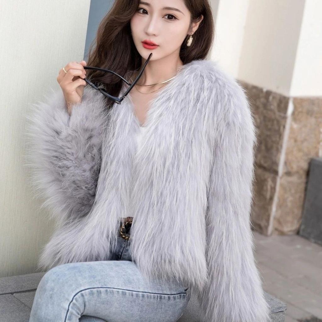 Autumn and winter new imitation fur women's imitation mink coat slim and thin short long hair light plush women's clothing