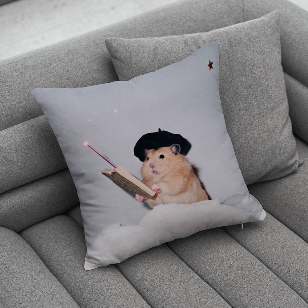Cute Hamster Pillow Case For Home Bedroom Car Office Decoration Living Room Sofa Cushion Cover Suitable